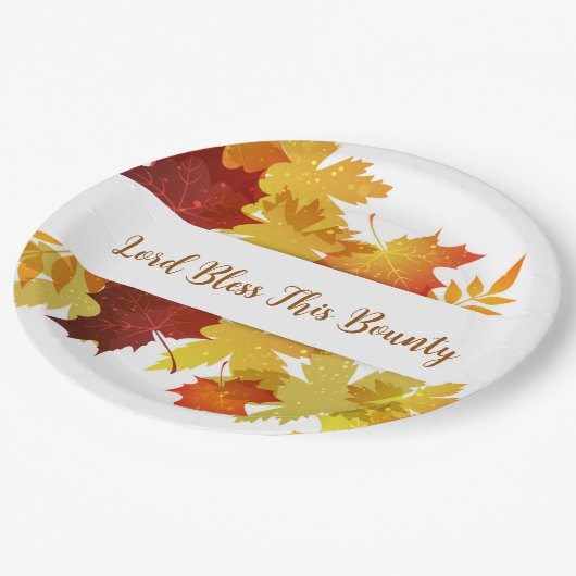 Erntedank Herbst 9" Papier Teller (Schrägansicht)