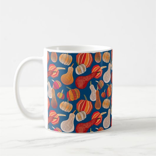 Erntedank. Herbst. Abbildung mit Kürbis. Kaffeetasse (Links)