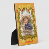 Erntedank Herbst Ahornleder und Sonnenblumen Fotoplatte (Seite)