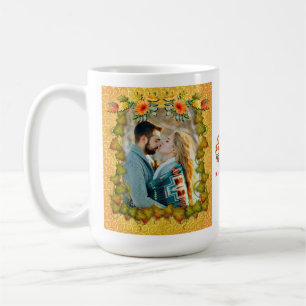 Erntedank Herbst Ahornleder und Sonnenblumen Kaffeetasse