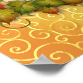 Erntedank Herbst Ahornleder und Sonnenblumen Poster (Ecke)