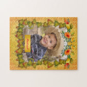 Erntedank Herbst Ahornleder und Sonnenblumen Puzzle (Horizontal)