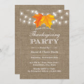 Erntedank Herbst belässt String Lights Burlap Einladung (Vorne/Hinten)