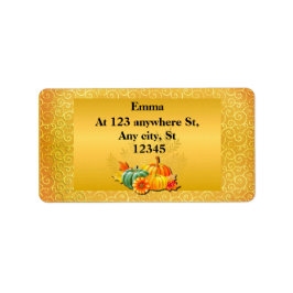 Erntedank Herbst Blätter und Kürbis Adressaufkleber