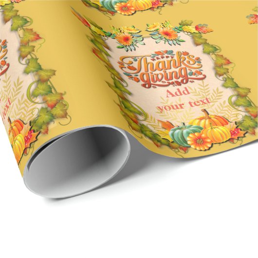 Erntedank Herbst Blätter und Kürbis Geschenkpapier (Rolleneckpunkt)