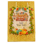 Erntedank Herbst Blätter und Kürbis Mittlere Geschenktüte (Rückseite)