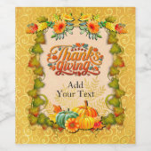 Erntedank Herbst Blätter und Kürbis Weinetikett (Einzelnes Label)