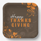 Erntedank Herbst Deko Orange Blätter Wirbel Pappteller (Vorderseite)