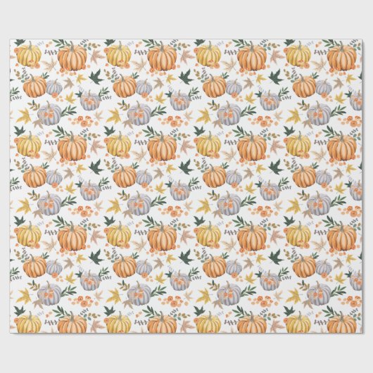 Erntedank Herbst Harvest Pumpkin Pattern Geschenkpapier (Flach)