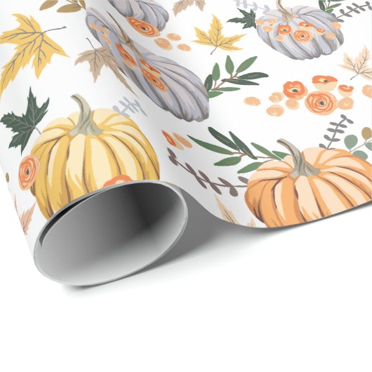Erntedank Herbst Harvest Pumpkin Pattern Geschenkpapier (Rolleneckpunkt)