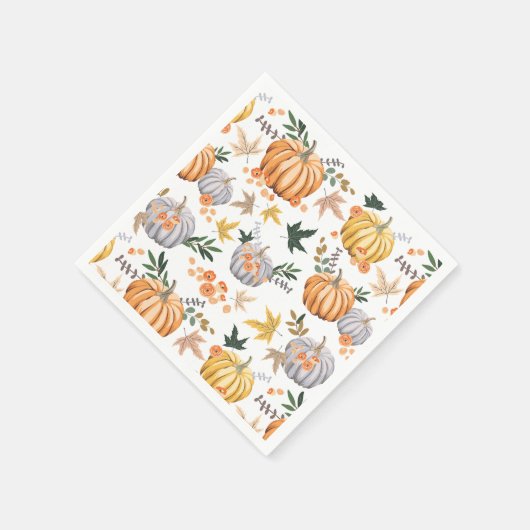 Erntedank Herbst Harvest Pumpkin Pattern Serviette (Ecke)