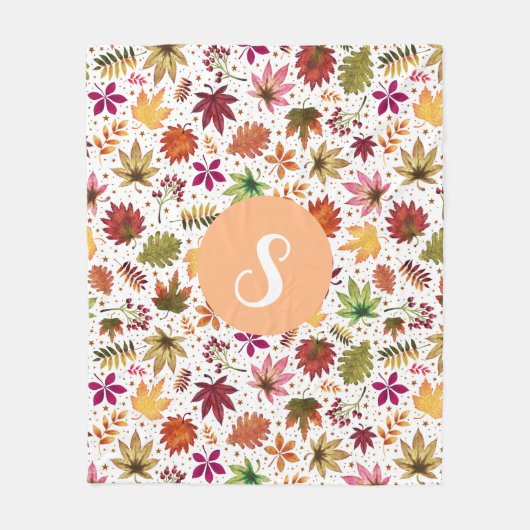 Erntedank Herbst Herbstleaves Muster Monogramm Fleecedecke (Vorderseite)