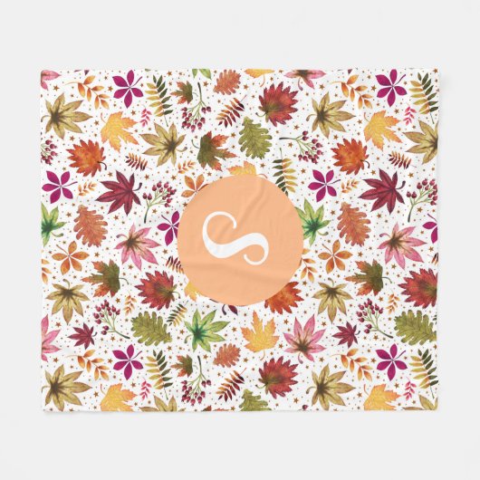 Erntedank Herbst Herbstleaves Muster Monogramm Fleecedecke (Vorderseite (Horizontal))
