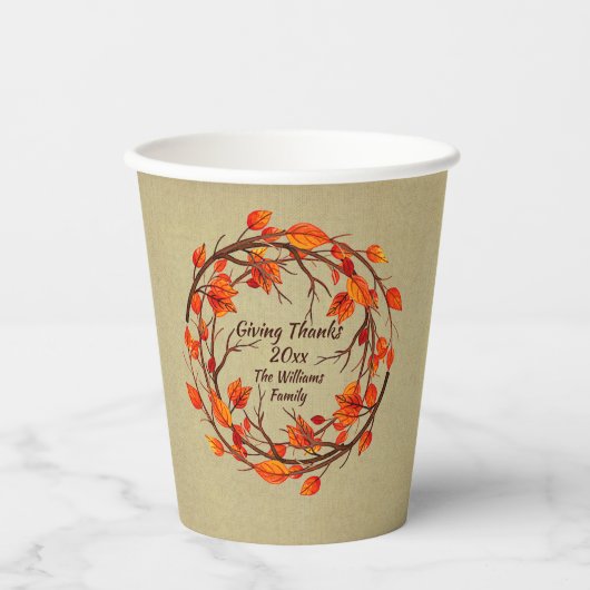 Erntedank-Herbst hinzufügen Pappbecher (Vorderseite)