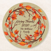 Erntedank-Herbst hinzufügen Runder Pappuntersetzer (Vorderseite)