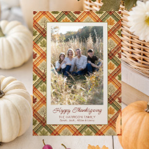 Erntedank Herbst Kariertes Foto Feiertagskarte