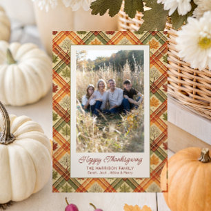 Erntedank Herbst Kariertes Foto Feiertagskarte