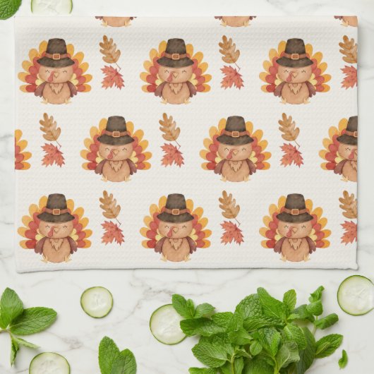 Erntedank Herbst lässt Gobble Geschirrtuch (Gefaltet)