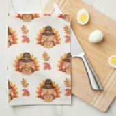 Erntedank Herbst lässt Gobble Geschirrtuch (Viertel Falte)
