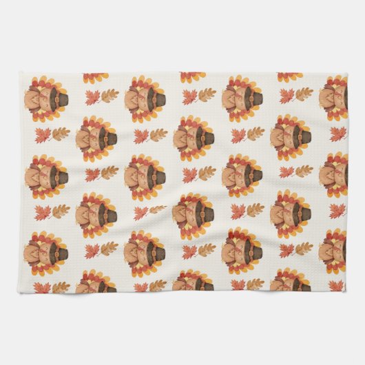 Erntedank Herbst lässt Gobble Geschirrtuch (Horizontal)
