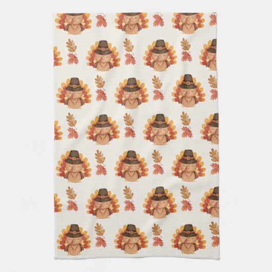Erntedank Herbst lässt Gobble Geschirrtuch (Vertikal)