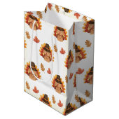 Erntedank Herbst lässt Gobble Mittlere Geschenktüte (Vorderseite Schrägansicht)