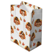 Erntedank Herbst lässt Gobble Mittlere Geschenktüte (Rückseite Schrägansicht)