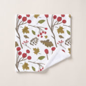 Erntedank Herbst Laub Äste Beeren Dekoration Badhandtuch Set (Waschlappen)