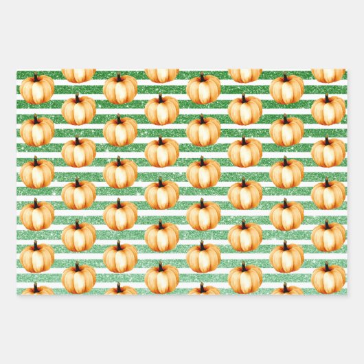 Erntedank Herbst Pumpkin Glitzer Streifen Geschenkpapier Set (Vorderseite 2)