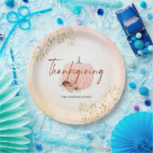 Erntedank Herbst Rose Gold Glitzer Pumpkin Pappteller (Party)