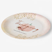 Erntedank Herbst Rose Gold Glitzer Pumpkin Pappteller (Schrägansicht)