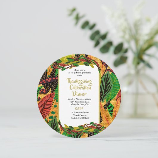 Erntedank Herbst Rustikales Herbstessen Einladung (Stehend Vorderseite)