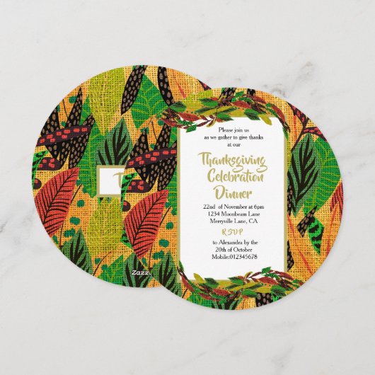 Erntedank Herbst Rustikales Herbstessen Einladung (Vorne/Hinten)