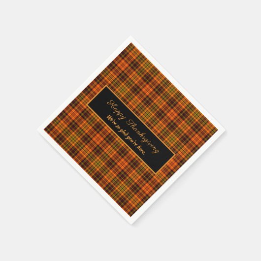 Erntedank Herbst Tartan Karierte Herbstfarben Serviette (Ecke)