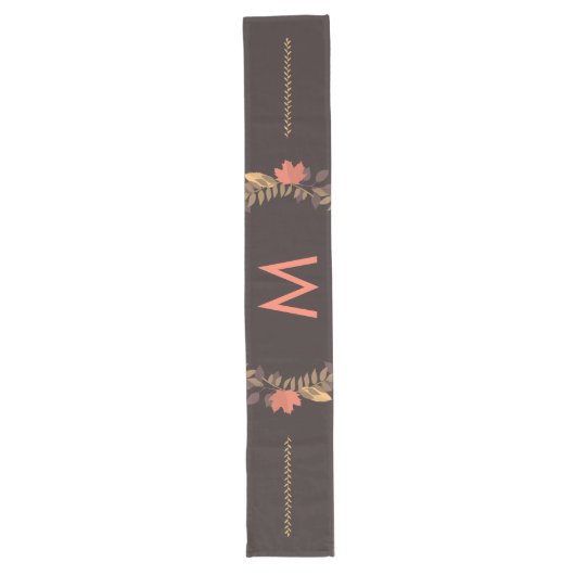 Erntedank-Herbst verlässt mit Monogramm Gewohnheit Großer Tischläufer (Vorderseite)