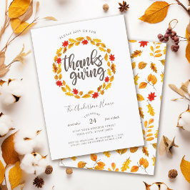 Erntedank Herbst verlässt Wreath Einladung