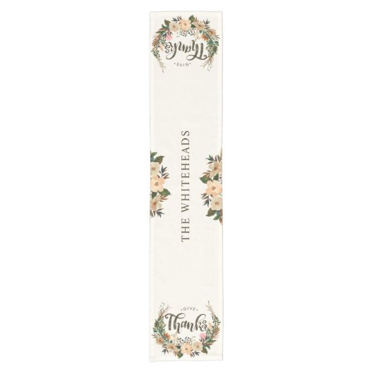 Erntedank Herbst Wasserfarbe Boho Blumenstraube Kurzer Tischläufer (Vorderseite)