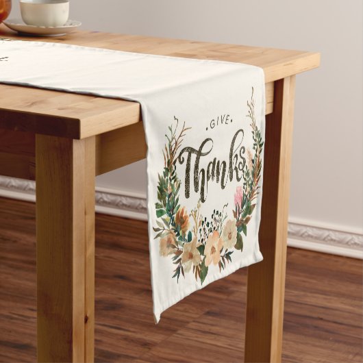 Erntedank Herbst Wasserfarbe Boho Blumenstraube Kurzer Tischläufer (Beispiel)