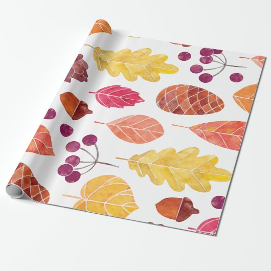 Erntedank Herbstblattdesign Geschenkpapier (Ungerollt)