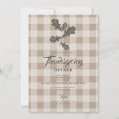 Erntedank Herbstblätter Blätter Braun Kariert Einladung (Vorderseite)