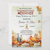 Erntedank Herbstblätter fallen Wasserfarbe Einladung (Vorderseite)