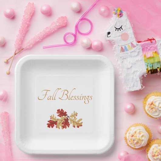 Erntedank Herbstblättern Rustikal Pappteller (Party)