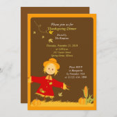 Erntedank Herbsternte Scarecrow Einladung (Vorne/Hinten)