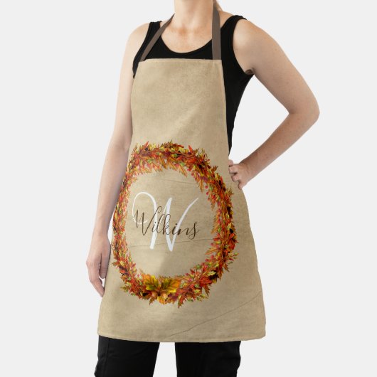 Erntedank Herbstfallen Blätter Monogramm Schürze (InSitu)