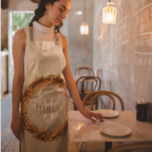 Erntedank Herbstfallen Blätter Monogramm Schürze