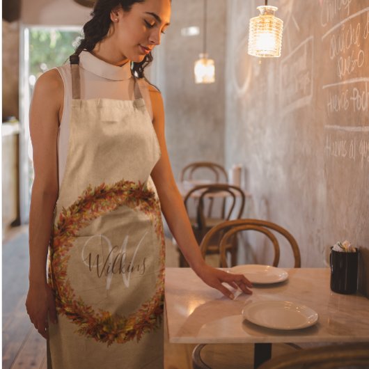 Erntedank Herbstfallen Blätter Monogramm Schürze