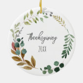 Erntedank-Herbstfarben Blätter NAME JAHR SEIN Keramik Ornament (Hinten)