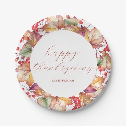 Erntedank Herbstfarben Blumenstrauß Pappteller (Vorderseite)