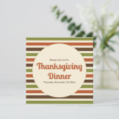Erntedank Herbstfarben Streifen Abendessen Einladung (Stehend Vorderseite)
