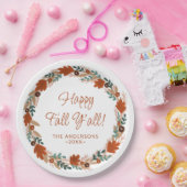 Erntedank Herbstfeuer glücklicher Fall Y’all Pappteller (Party)